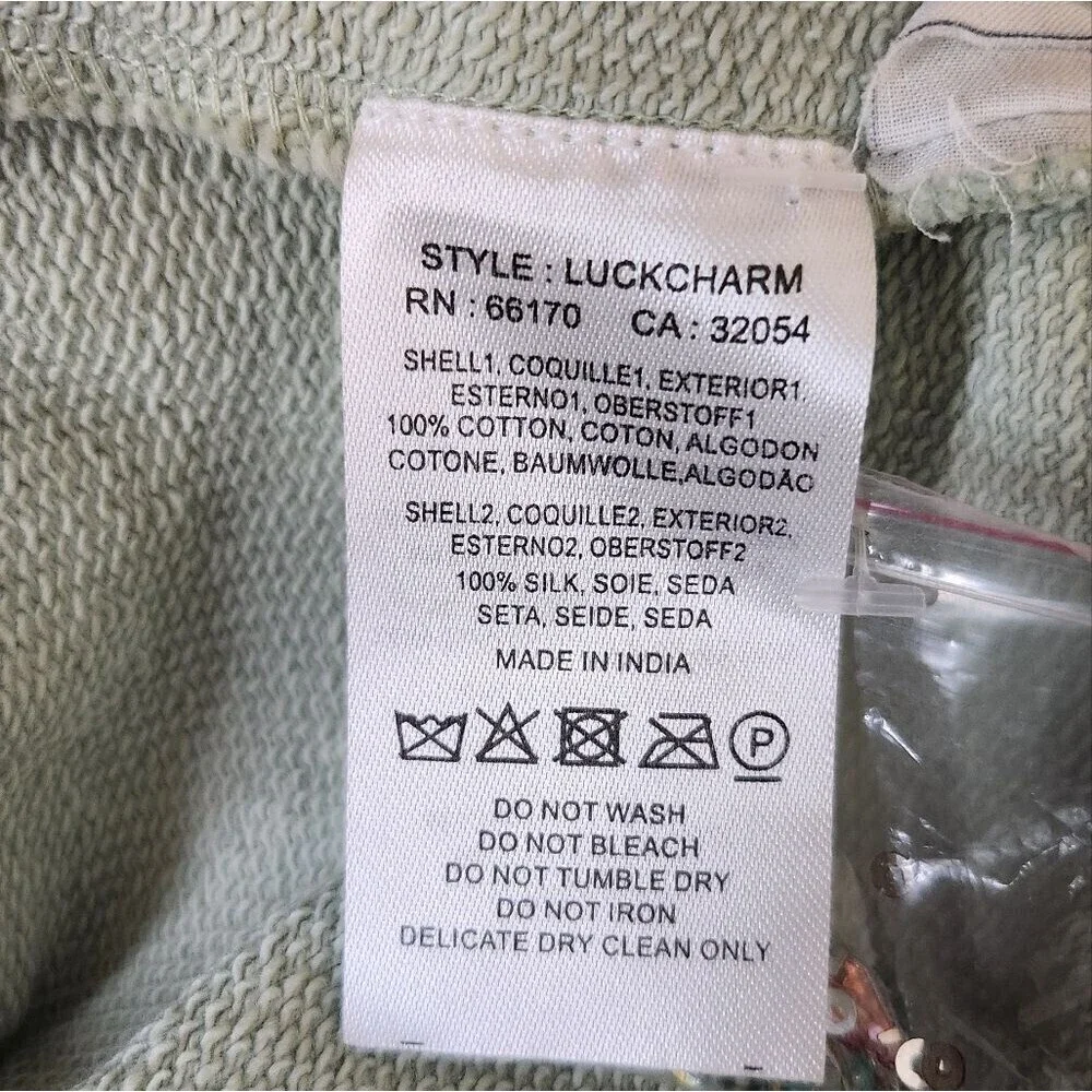 Anthropologie Let Me Be Luckcharm women's blue cotton beaded sweatshirt Size XS - Picture 9 of 12